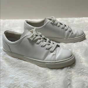 Classic white JCrew Factory Road trip sneakers